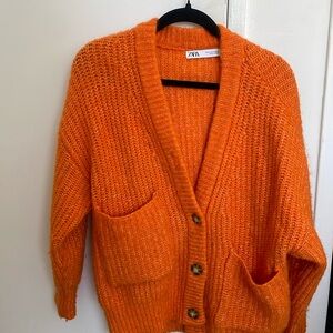 Women’s Zara Orange Button Up Sweater